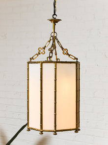 Antique French Bamboo Brass Pendant LARGE