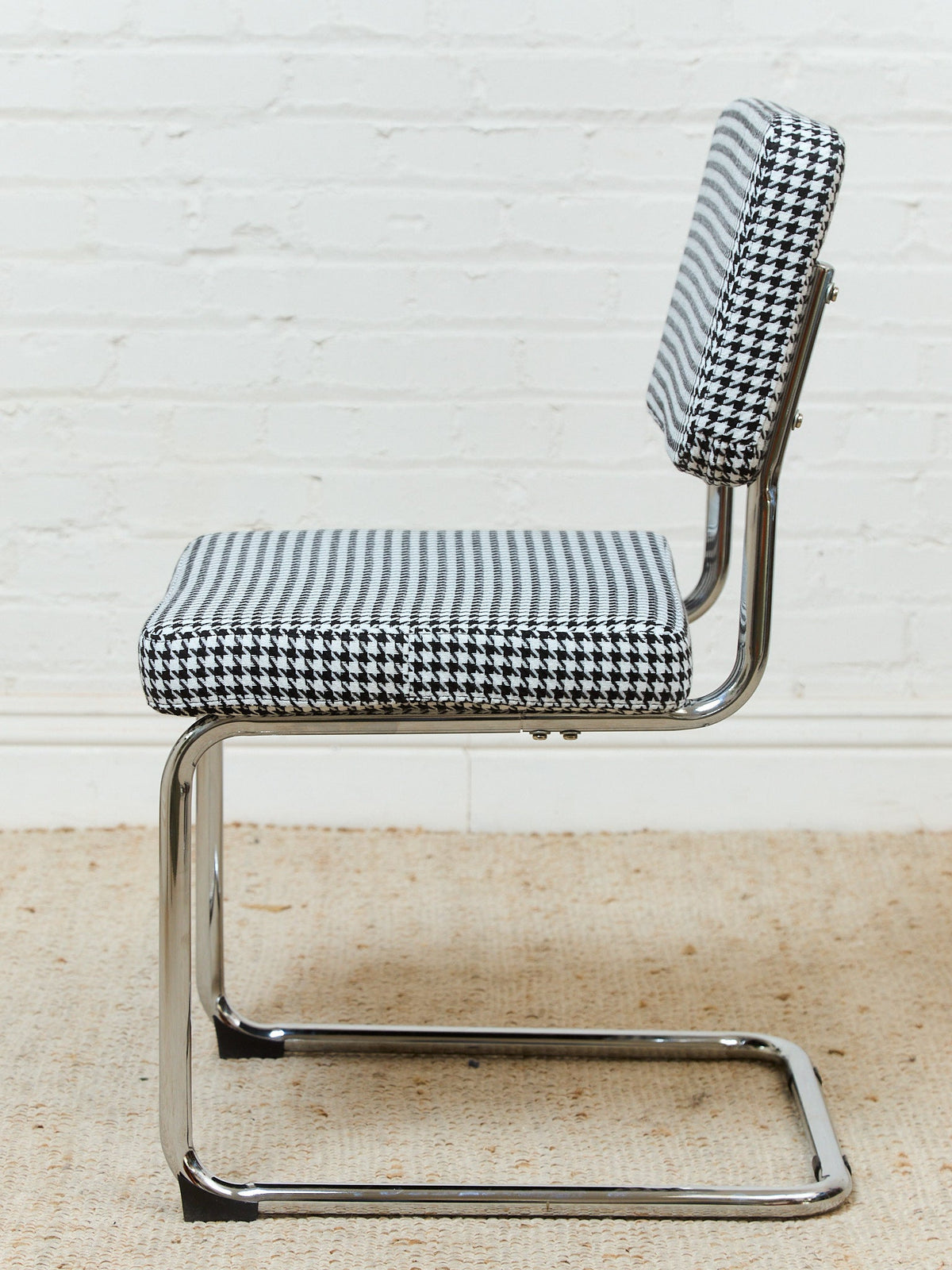 Houndstooth Black and White Chrome Chair