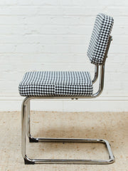 Houndstooth Black and White Chrome Chair