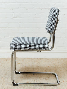 Houndstooth Black and White Chrome Chair
