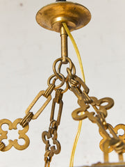 Antique French Bamboo Brass Pendant LARGE