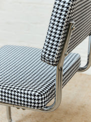 Houndstooth Black and White Chrome Chair