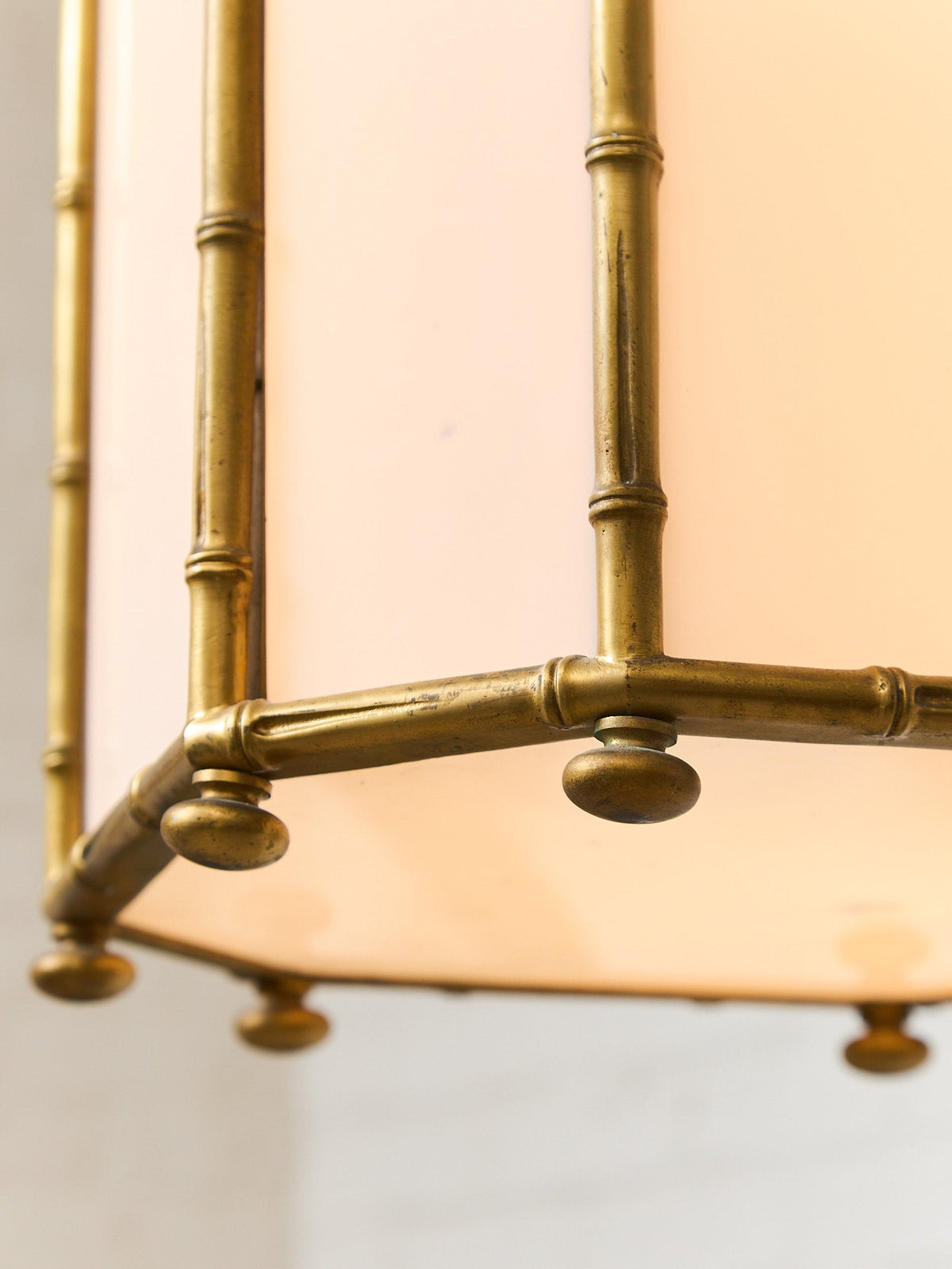 Antique French Bamboo Brass Pendant LARGE