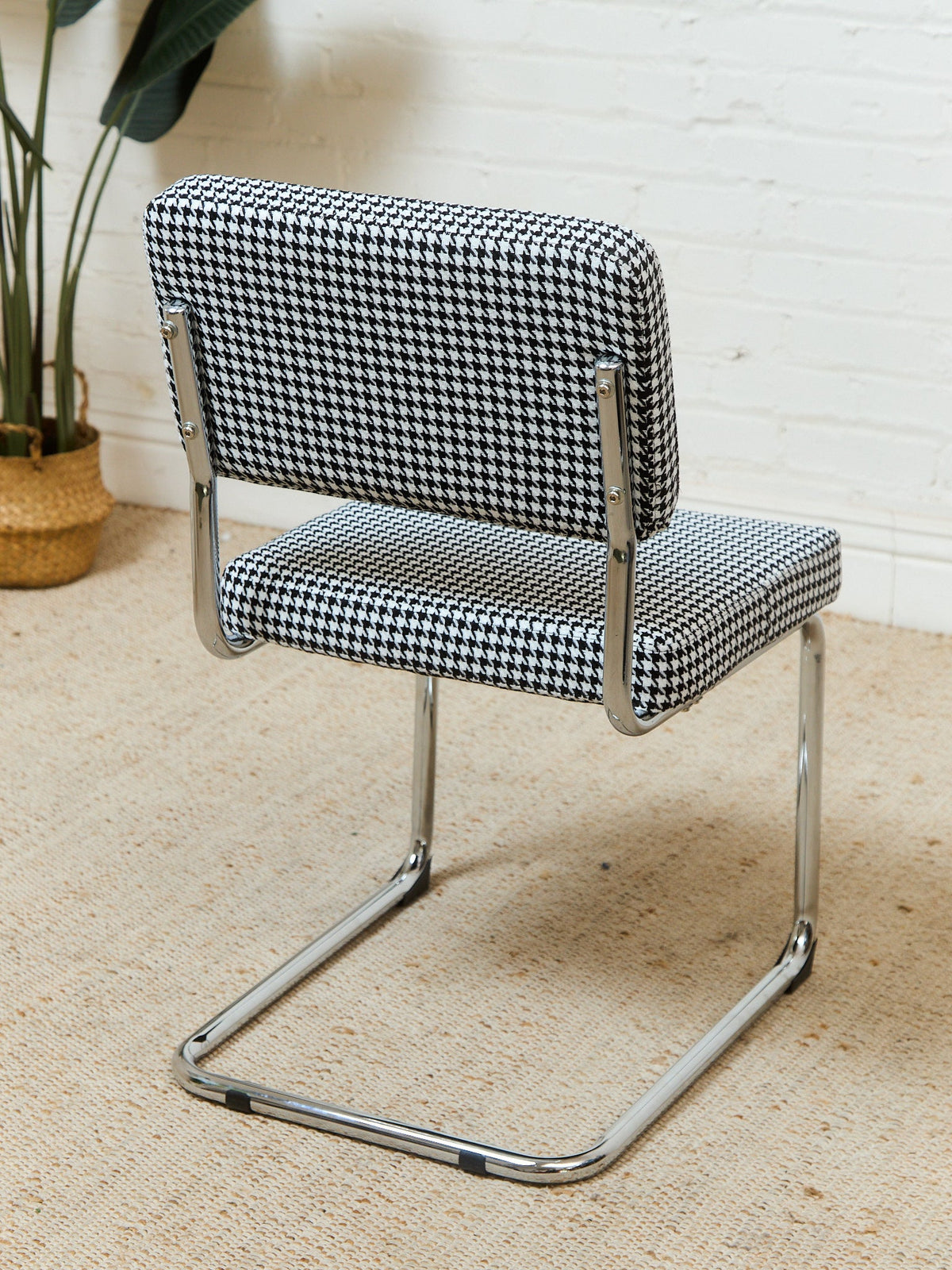Houndstooth Black and White Chrome Chair