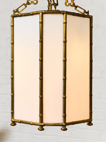 Antique French Bamboo Brass Pendant LARGE