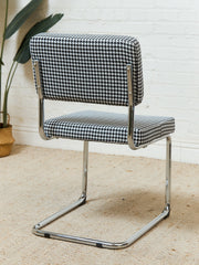 Houndstooth Black and White Chrome Chair