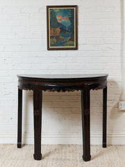 Antique Chinese Black Lacquer Demi-Lune Console Table