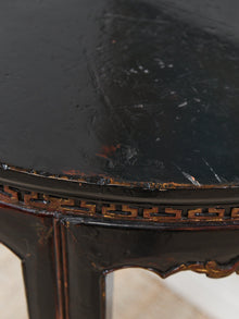 Antique Chinese Black Lacquer Demi-Lune Console Table