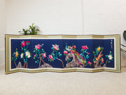 Korean Asian Large 8-Panel Silk Embroidered Peacock Bird Butterfly Screen, 1900s