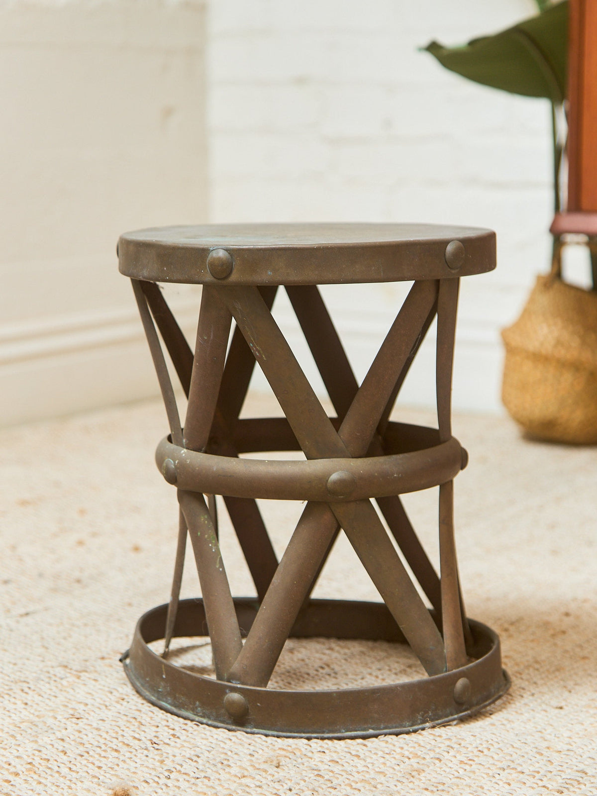 Drum Brass Vintage Table