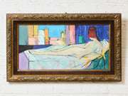 Mid-Century Horizontal Colorful Acrylic Nude by Cindy