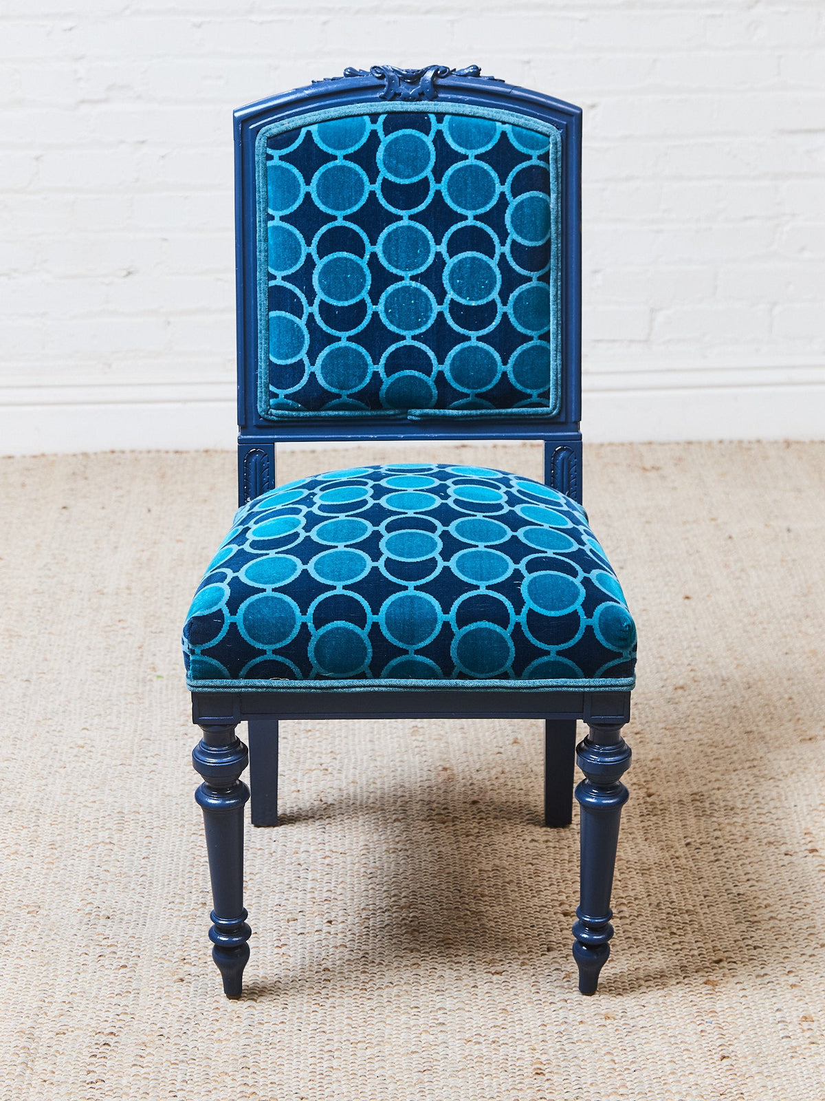 French Imperial Chair with Teal Dining Chairs