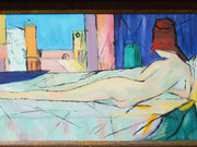Mid-Century Horizontal Colorful Acrylic Nude by Cindy