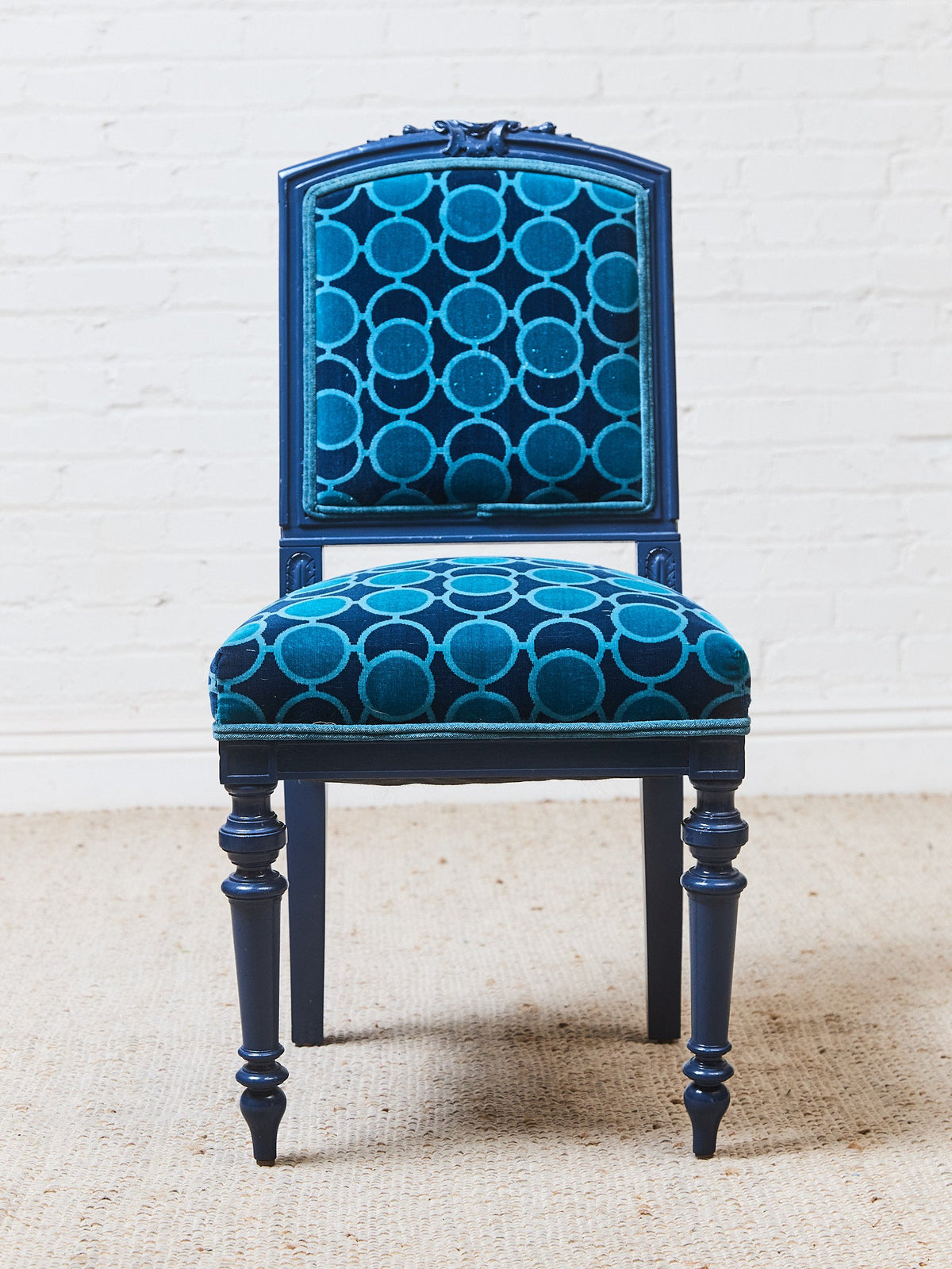 French Imperial Chair with Teal Dining Chairs
