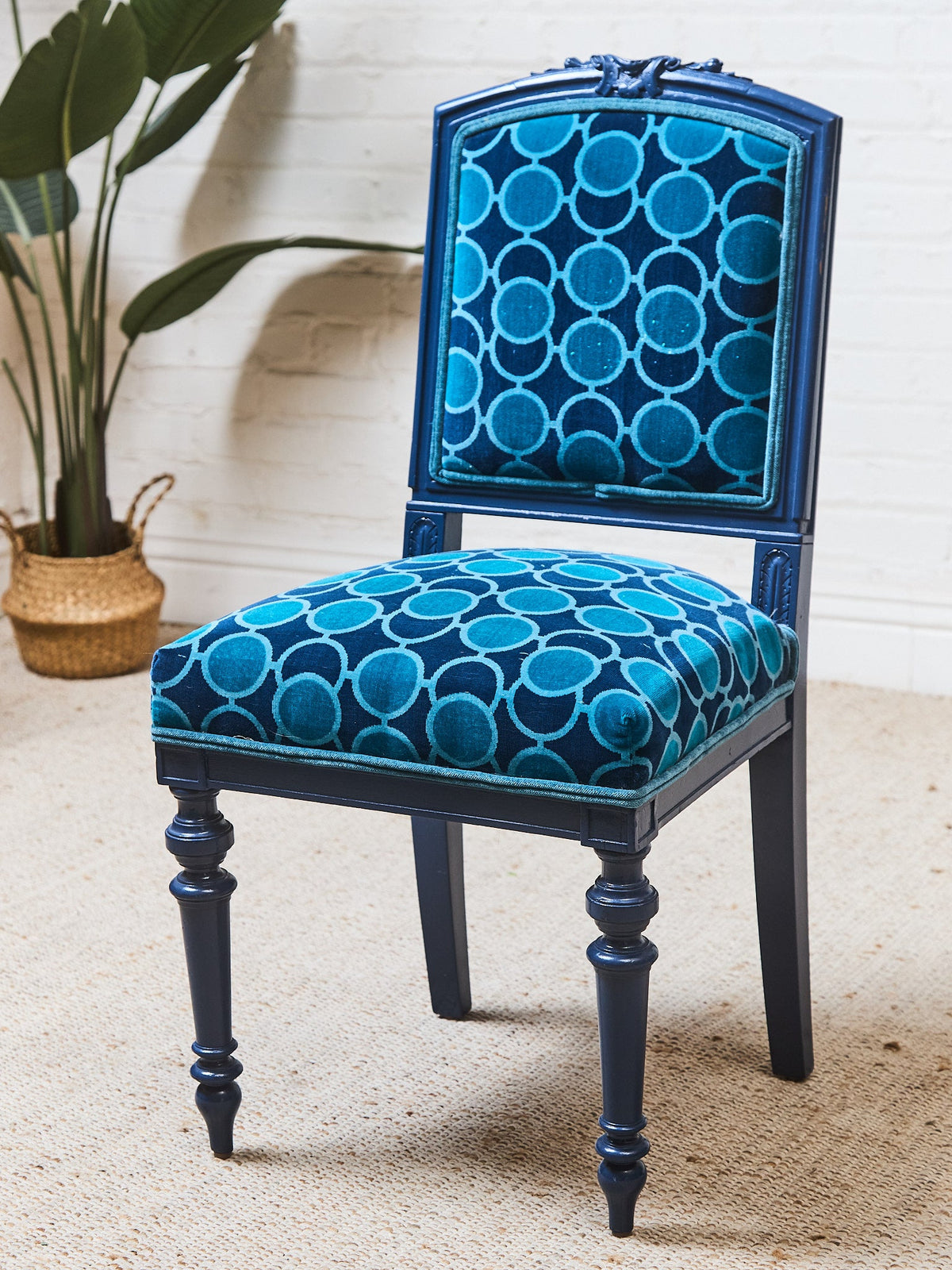 French Imperial Chair with Teal Dining Chairs