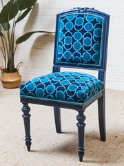 French Imperial Chair with Teal Dining Chairs