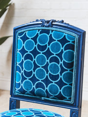French Imperial Chair with Teal Dining Chairs