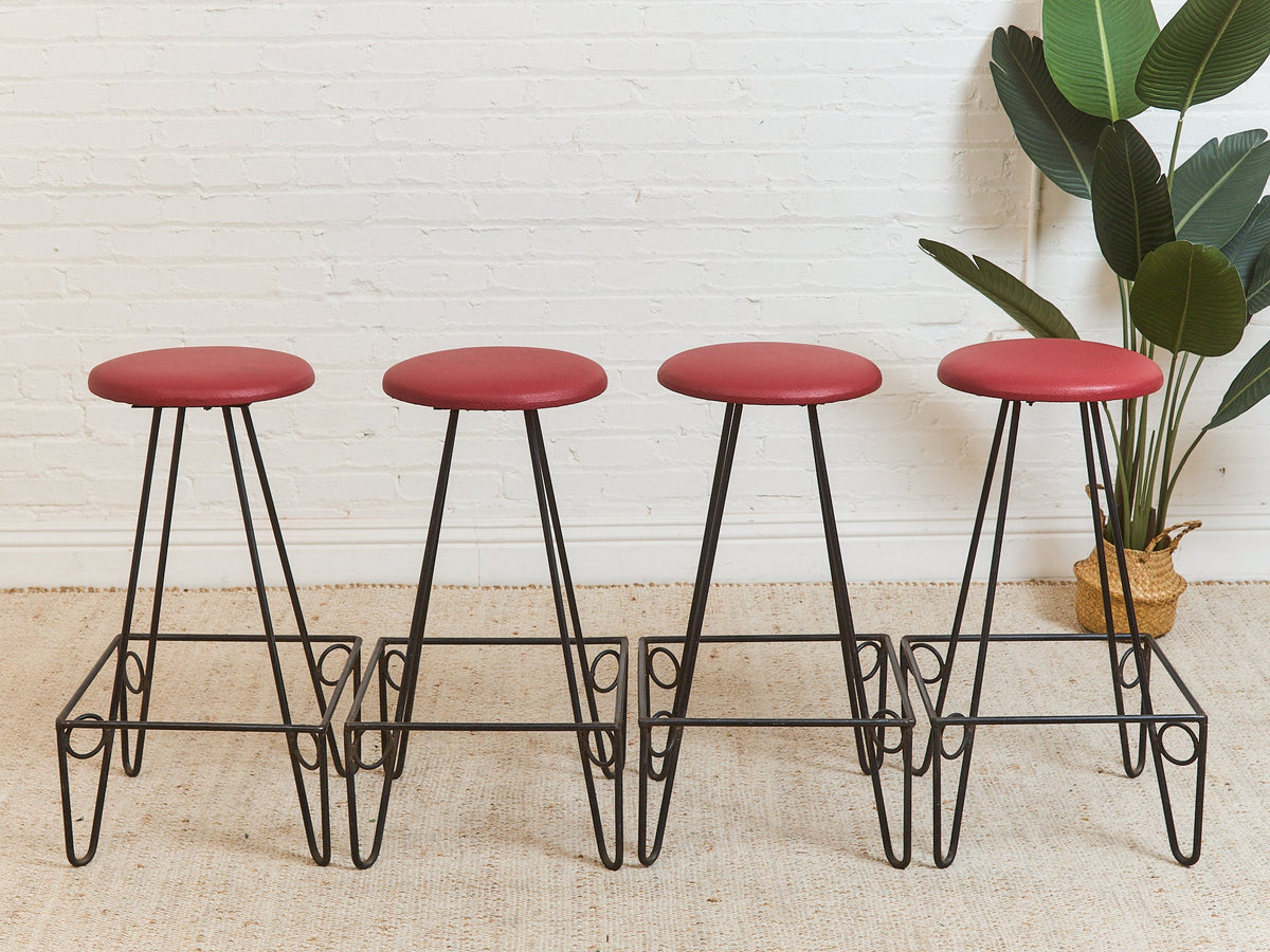 Set of Four Iron Bar Stools by Frederic Weinberg