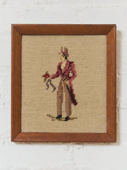 Gentlemen with Flowers Vintage Needlepoint