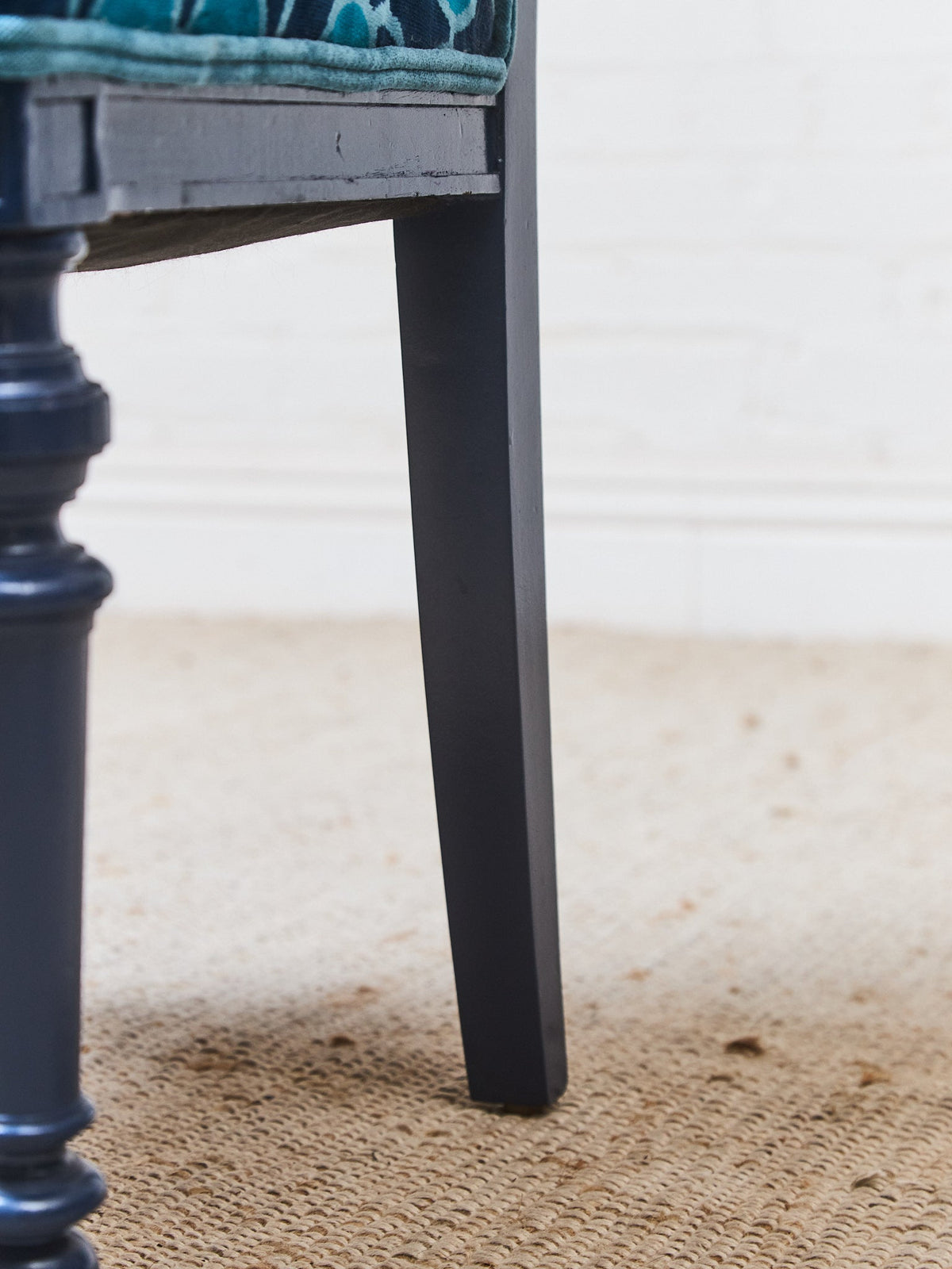 French Imperial Chair with Teal Dining Chairs