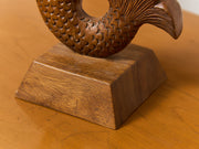 Vintage Teak Koi Carved Sculpture