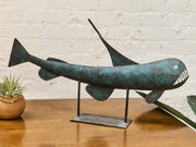 Brutalist Patinated Metal Fish Wall Sculpture 1970s Statement Piece