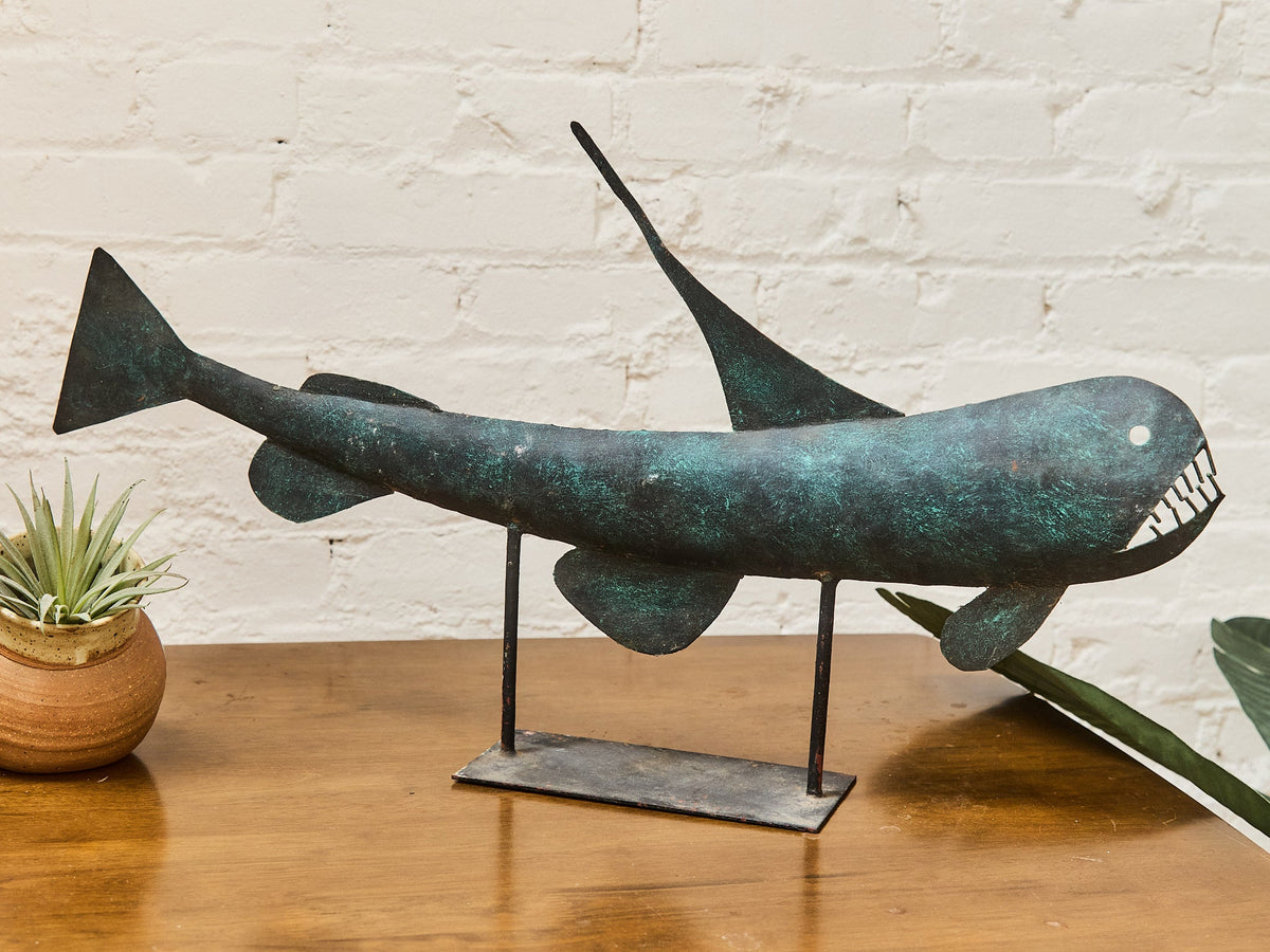 Brutalist Patinated Metal Fish Wall Sculpture 1970s Statement Piece