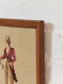 Gentlemen with Flowers Vintage Needlepoint