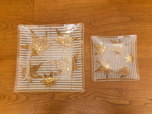 Large Vintage Fred Press Gold Leaf Glass Plate Dish