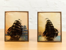 Pair of Reverse Painted Ships from the early 1900s