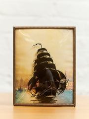 Pair of Reverse Painted Ships from the early 1900s