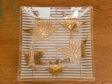 Large Vintage Fred Press Gold Leaf Glass Plate Dish