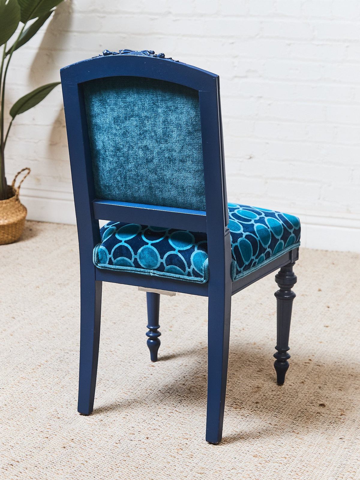 French Imperial Chair with Teal Dining Chairs