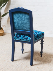 French Imperial Chair with Teal Dining Chairs