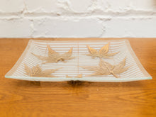 Large Vintage Fred Press Gold Leaf Glass Plate Dish