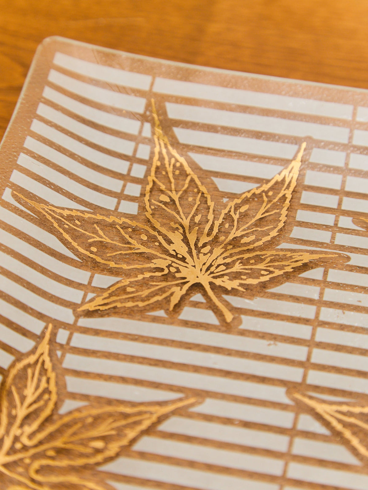 Large Vintage Fred Press Gold Leaf Glass Plate Dish