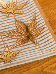 Large Vintage Fred Press Gold Leaf Glass Plate Dish
