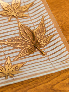 Large Vintage Fred Press Gold Leaf Glass Plate Dish