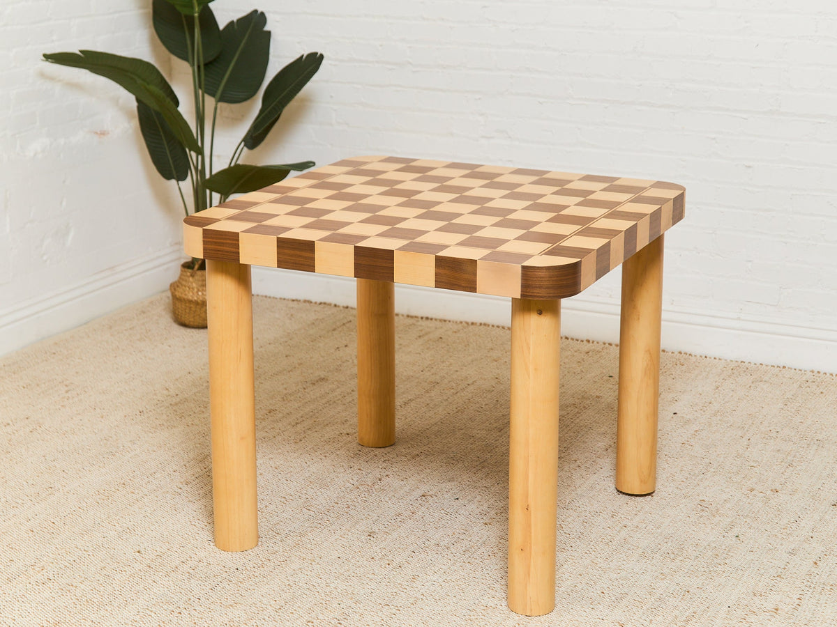 Checker, Blonde and Walnut Dining Table