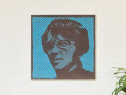 Blue Self Portrait Fabric Weaving #2 by Richard Proctor