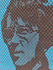 Blue Self Portrait Fabric Weaving #2 by Richard Proctor