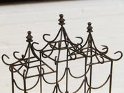 Antique Ornate Wrought Iron Pagoda-Style Wine Rack