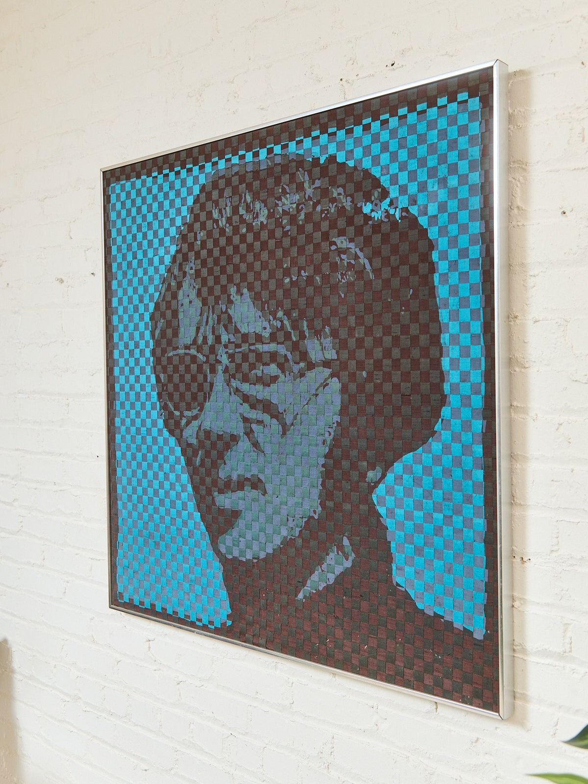 Blue Self Portrait Fabric Weaving #2 by Richard Proctor