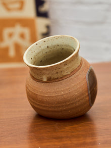 Hand-Thrown Studio Pottery Vase with Earthy Glaze and Speckled Rim