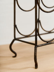 Antique Ornate Wrought Iron Pagoda-Style Wine Rack