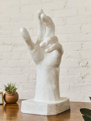 French White Fiberglass Sculpture of a Hand in the Style of Rodin