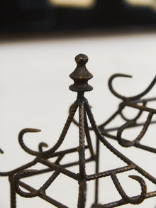 Antique Ornate Wrought Iron Pagoda-Style Wine Rack
