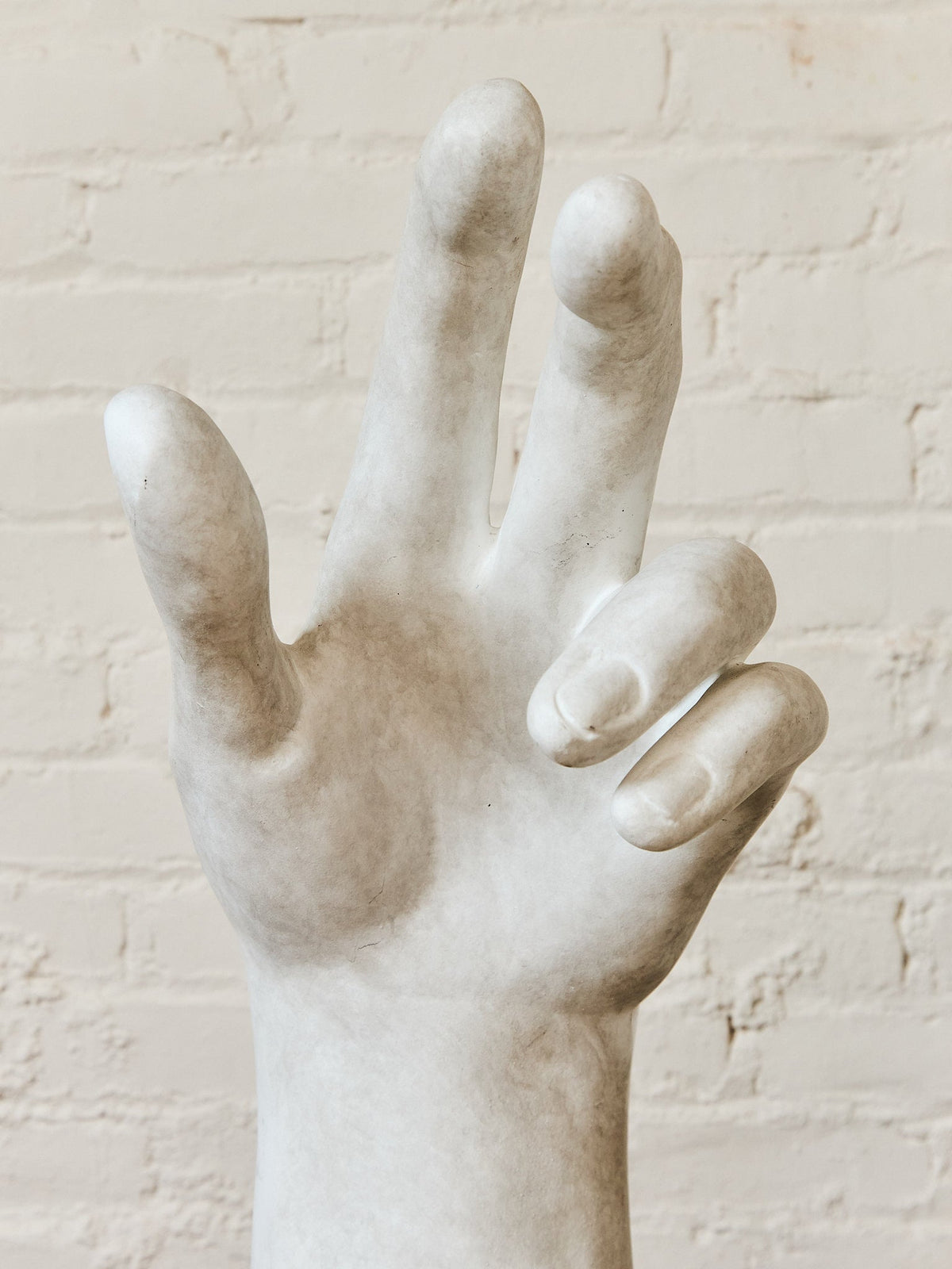 French White Fiberglass Sculpture of a Hand in the Style of Rodin
