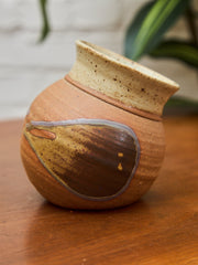 Hand-Thrown Studio Pottery Vase with Earthy Glaze and Speckled Rim
