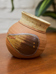 Hand-Thrown Studio Pottery Vase with Earthy Glaze and Speckled Rim